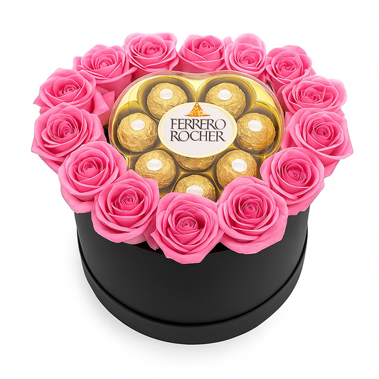 Caja Deluxe con Rosas y Ferrero – Detalle de Amor y Elegancia