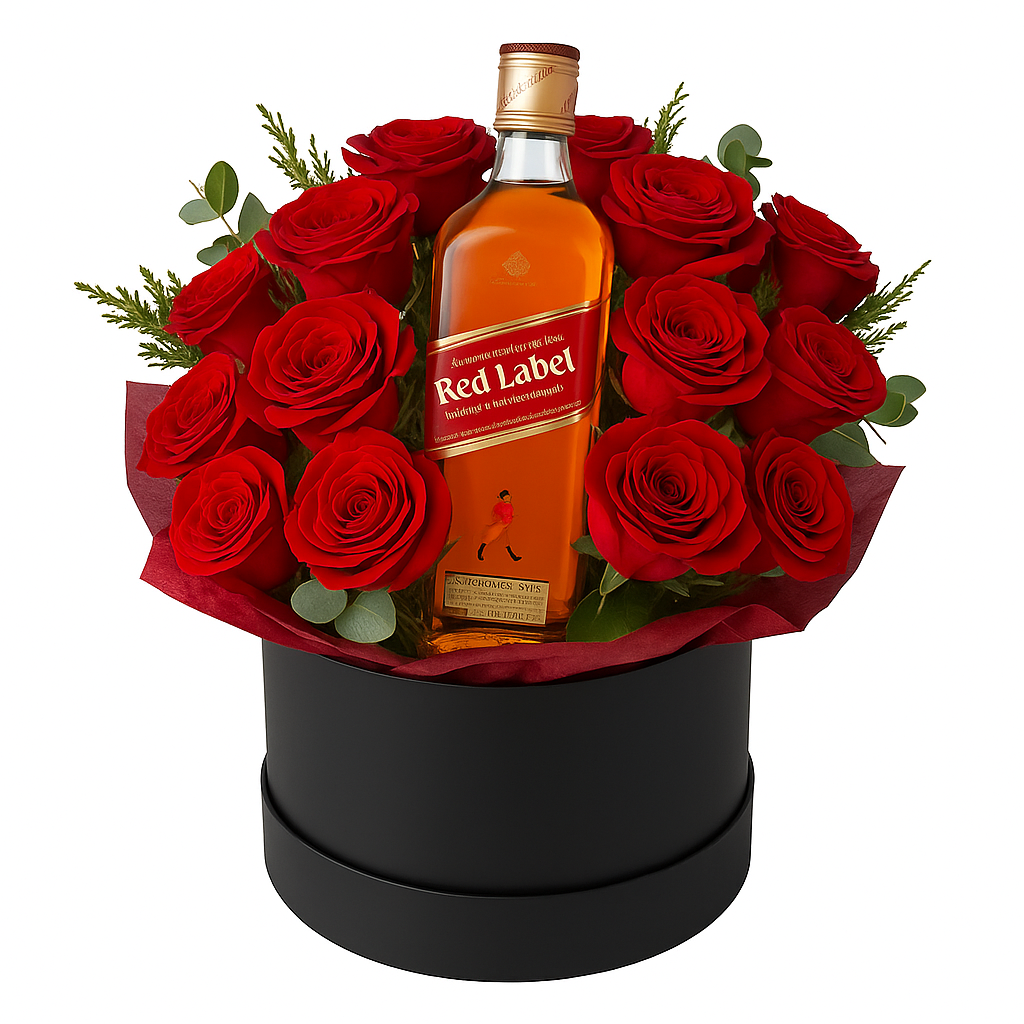 Bouquet Luxury 24 Rosas Rojas con Follajes verdes