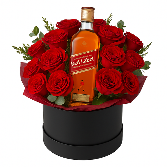 Bouquet Luxury 24 Rosas Rojas con Follajes verdes